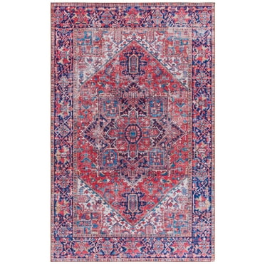 SAFAVIEH Tuscon Alondra Oriental Machine Washable Area Rug, Red/Navy, 8' x 10'