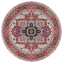 SAFAVIEH Tuscon Juliet Oriental Machine Washable Area Rug, Beige/Rust, 6' x 6' Round