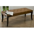 thumbnail image 1 of SAFAVIEH Tyler Rustic Curved Leather Tufted Bench, Saddle, 1 of 11