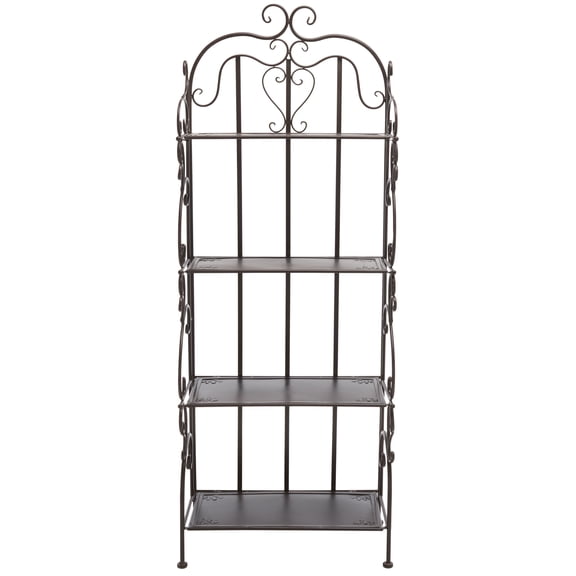 SAFAVIEH Tyrique Outdoor Patio 4 Tier Shelf Unit, Rustic Brown
