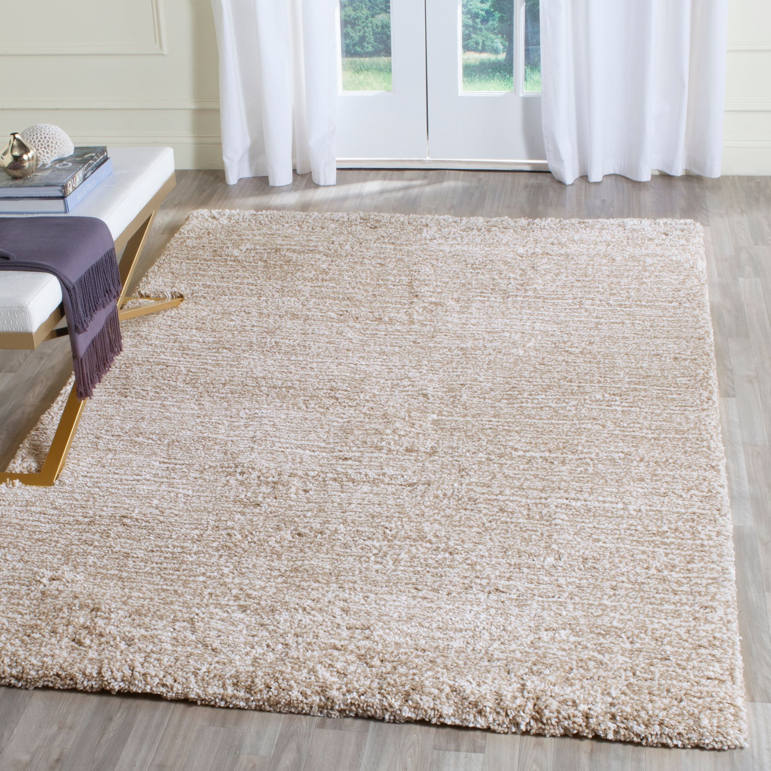Ivory Hand-Tufted Rectangular Shag Area Rug