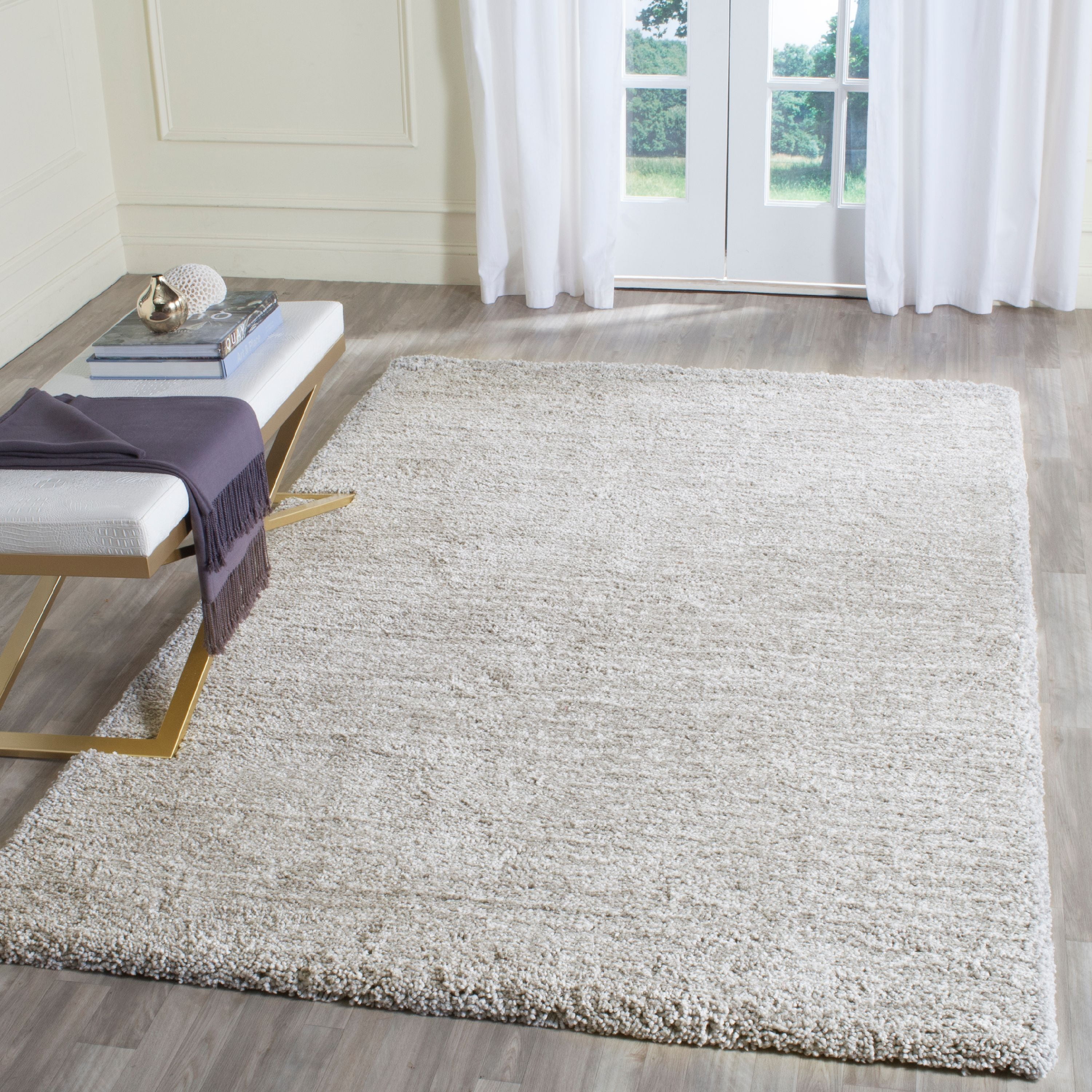 Luxe Silver Shag 5' x 8' Hand-Tufted Rectangular Area Rug