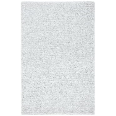 SAFAVIEH Ultimate Atanas Solid Plush Polyester Shag Area Rug, Silver/Ivory, 3' x 5'