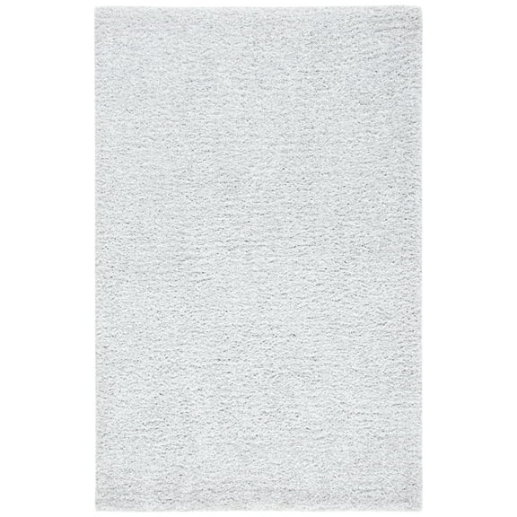 SAFAVIEH Ultimate Atanas Solid Plush Polyester Shag Area Rug, Silver/Ivory, 3' x 5'
