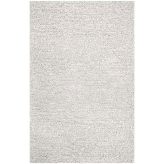 SAFAVIEH Ultimate Atanas Solid Plush Polyester Shag Area Rug, Silver/Ivory, 4' x 6'