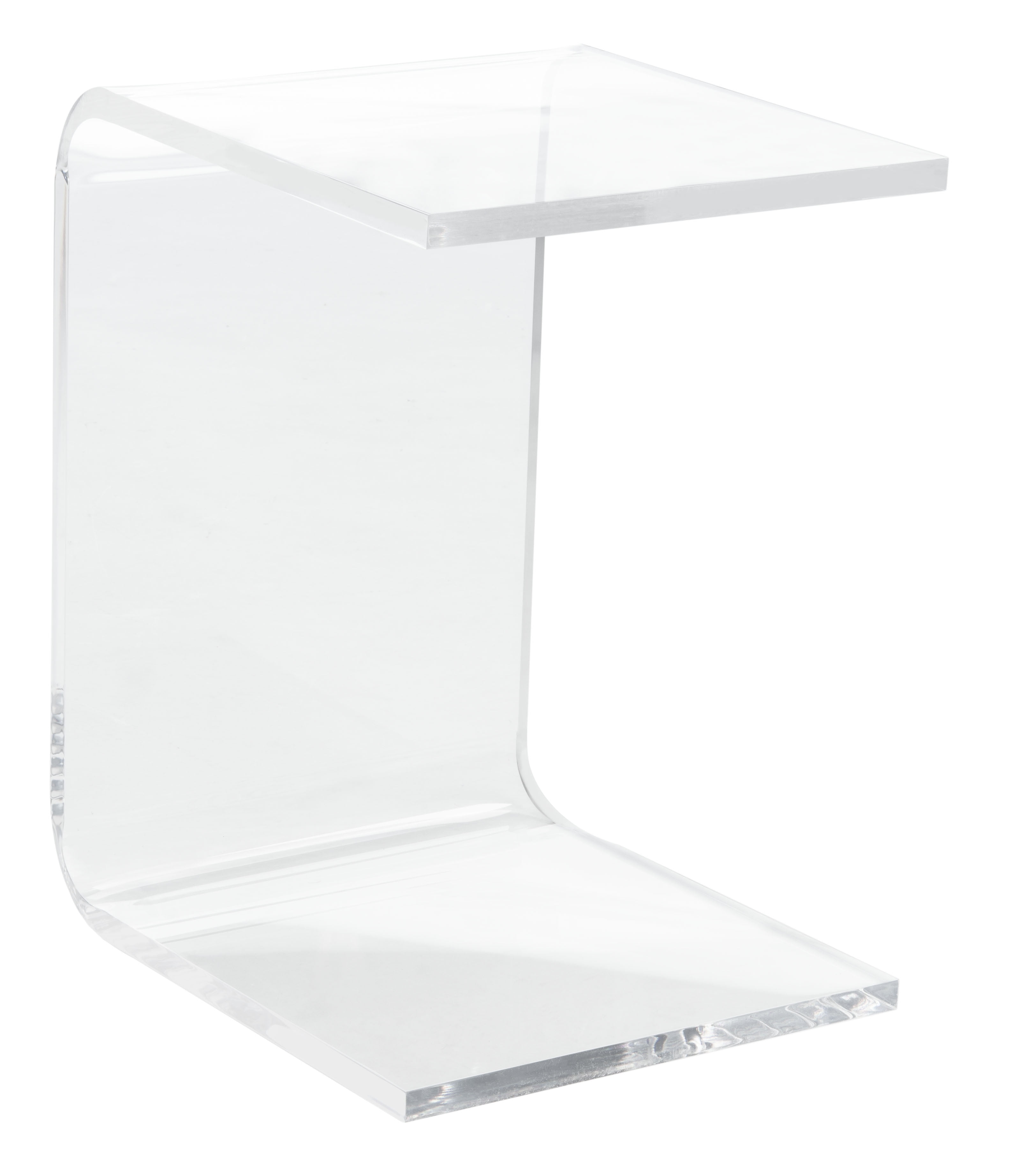 Clear Acrylic C-Form Modern Accent Table