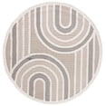 thumbnail image 1 of SAFAVIEH Urban Drew High Low Curve Striped with Fringe Area Rug, Beige/Ivory, 6'7" x 6'7" Round, 1 of 11