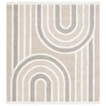 thumbnail image 1 of SAFAVIEH Urban Drew High Low Curve Striped with Fringe Area Rug, Beige/Ivory, 6'7" x 6'7" Square, 1 of 8