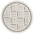 thumbnail image 1 of SAFAVIEH Urban Huntington High Low Box Striped with Fringe Area Rug, Beige/Ivory, 6'7" x 6'7" Round, 1 of 8