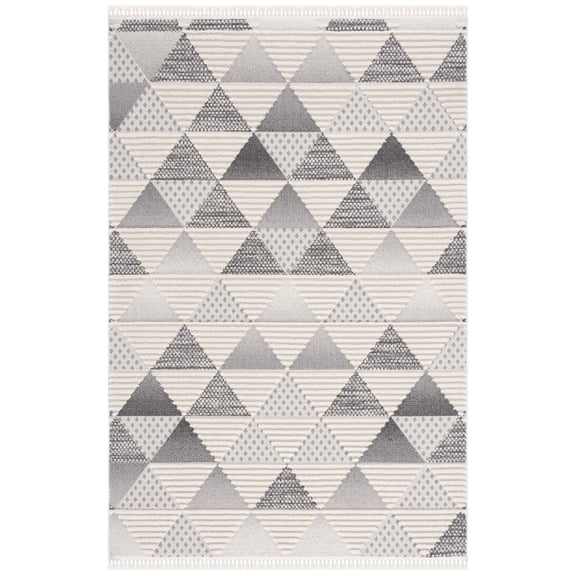 SAFAVIEH Urban Seachlann High Low Triangles with Fringe Area Rug, Grey/Ivory, 4' x 6'