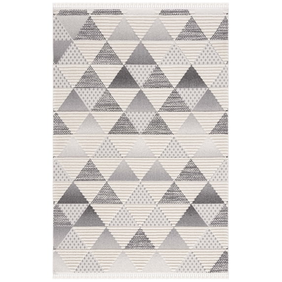 SAFAVIEH Urban Seachlann High Low Triangles with Fringe Area Rug, Grey/Ivory, 4' x 6'