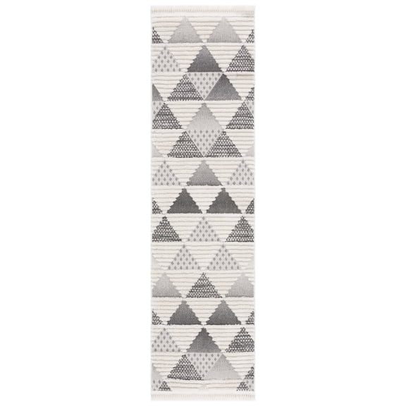 SAFAVIEH Urban Seachlann High Low Triangles with Fringe Runner Rug, Grey/Ivory, 2'2" x 8'
