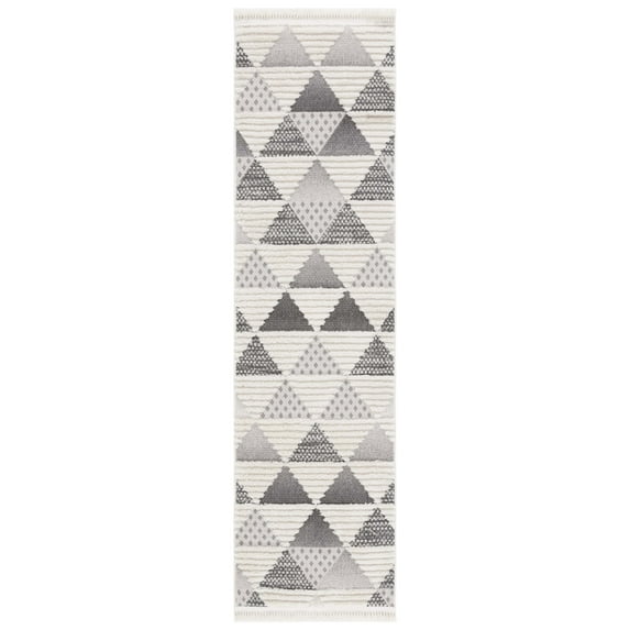 SAFAVIEH Urban Seachlann High Low Triangles with Fringe Runner Rug, Grey/Ivory, 2'2" x 8'
