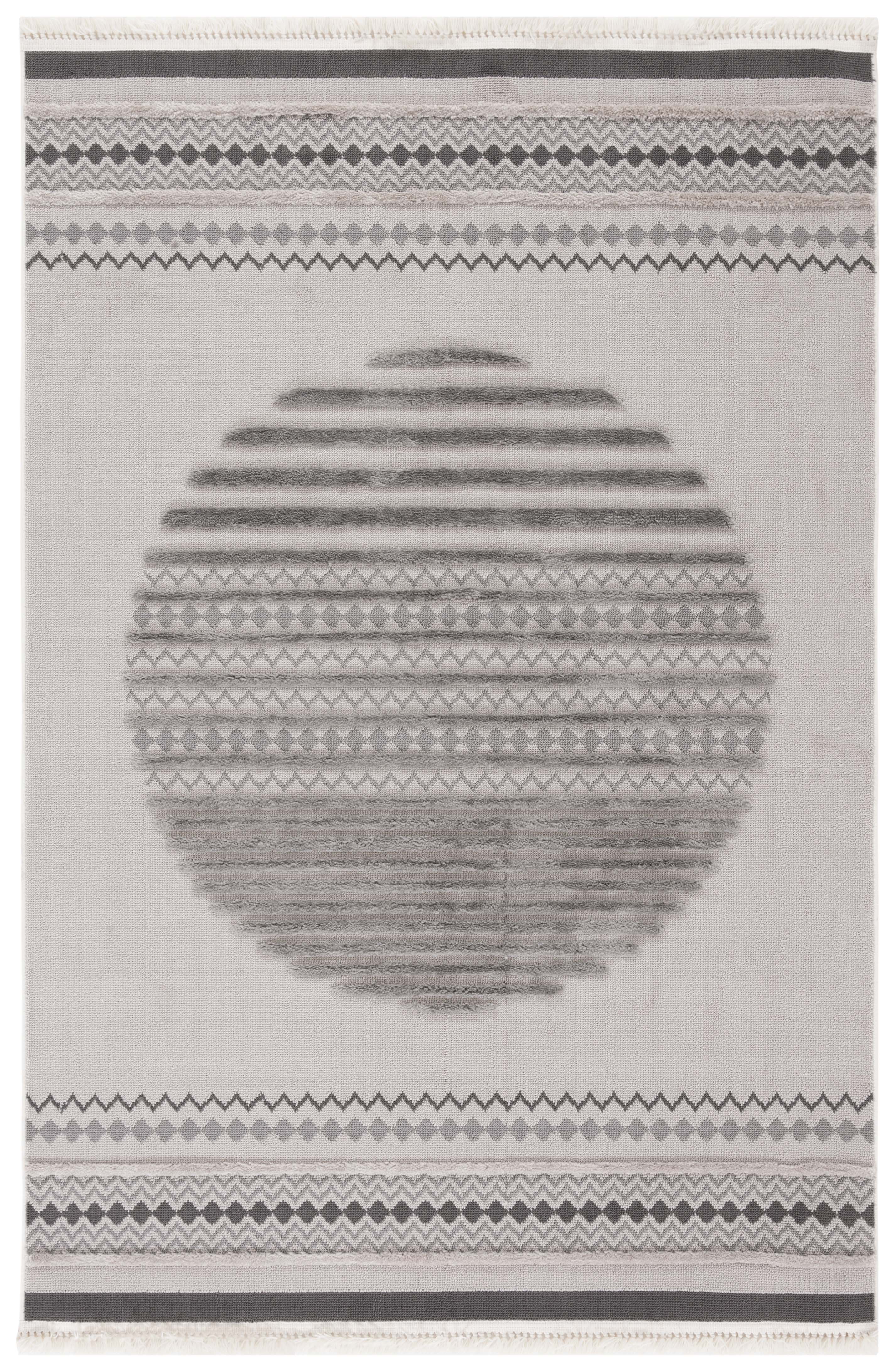 Gray Geometric Flat Woven Synthetic Area Rug