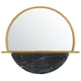 thumbnail image 1 of SAFAVIEH Vaiani 33.8 in. x 28.8 in. Geometric Round Mirror, Gold/Black, 1 of 5