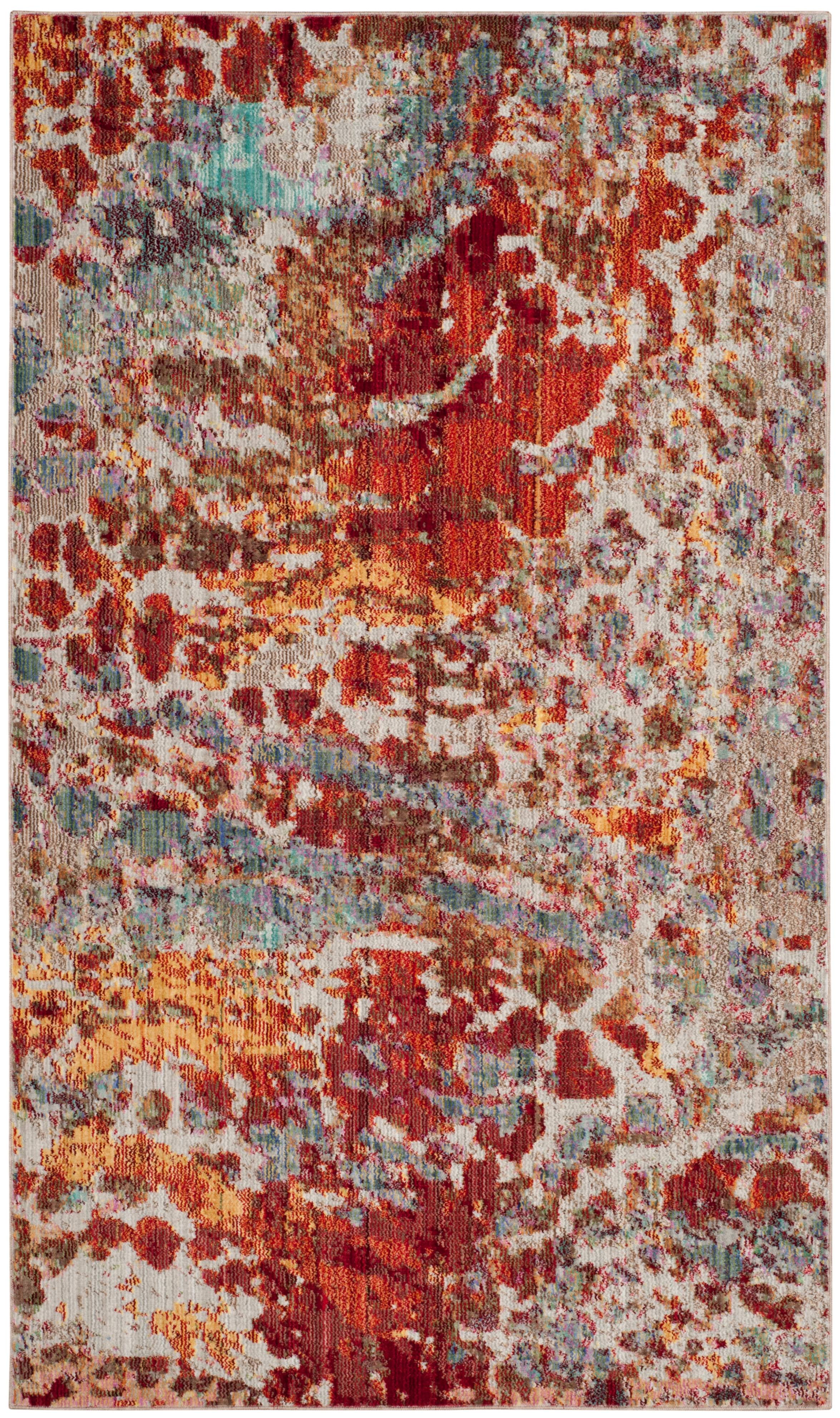 Valencia Multi-Color Abstract Polyester 3' x 5' Area Rug