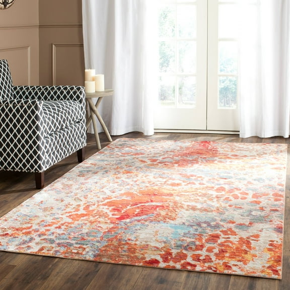 SAFAVIEH Valencia Anastasia Floral Polyester Area Rug, Multi, 5' x 8'