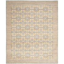 SAFAVIEH Valencia Arielle Border Polyester Area Rug, Light Grey/Multi, 4' x 6'
