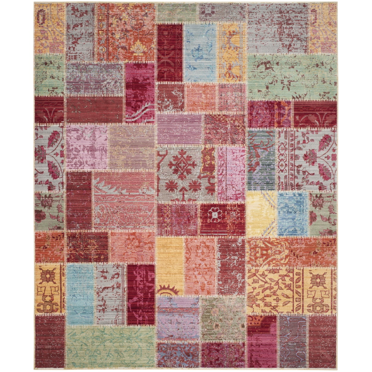 Multicolor Synthetic Reversible Rectangular 8' x 10' Area Rug