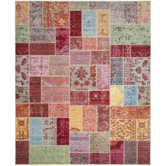Safavieh Valencia Alessja Distressed Vintage Boho Oriental Polyester Rug 9' x 12' 9' x 12' Indoor Living Room, Bedroom, Dining Room