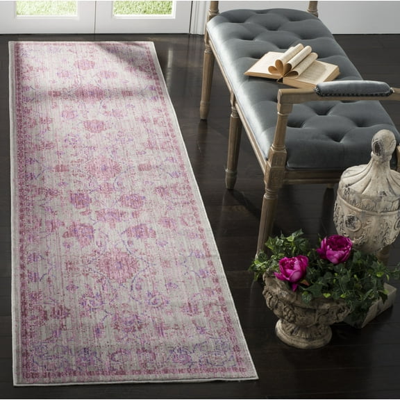 SAFAVIEH Valencia Briar Traditional Polyester Runner Rug, Pink/Multi, 2'3" x 8'