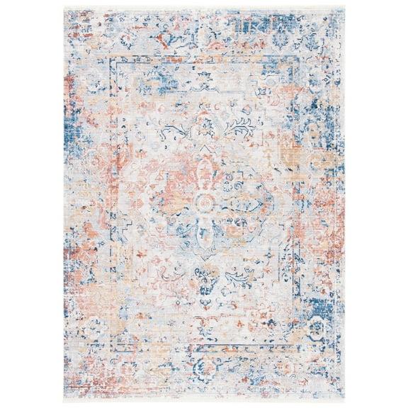 SAFAVIEH Valencia Brooks Distressed Area Rug, Blue/Gold, 4' x 6'