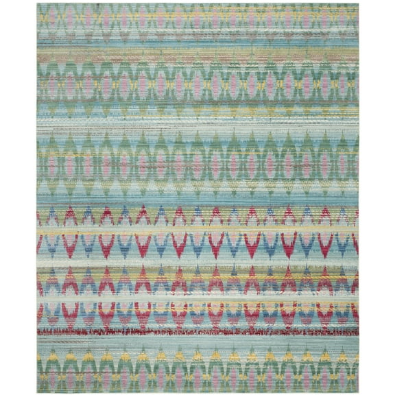 SAFAVIEH Valencia Cathleen Floral Polyester Area Rug, Light Blue/Multi, 8' x 10'