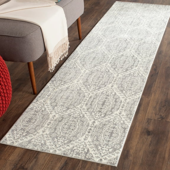 SAFAVIEH Valencia Christopher Damask Polyester Runner Rug, Mauve/Cream, 2'3" x 6'