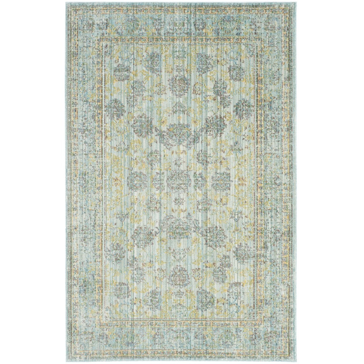 Valencia Light Blue and Turquoise Synthetic 4' x 6' Reversible Area Rug