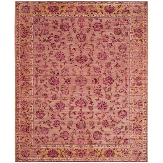 SAFAVIEH Valencia Cionadogh Floral Bordered Polyester Area Rug, Pink/Multi, 8' x 10'