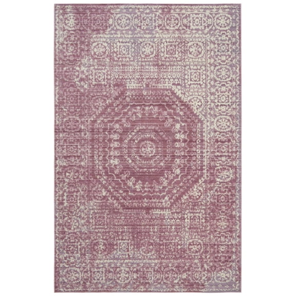 SAFAVIEH Valencia Fergal Geometric Polyester Area Rug, Fuchsia/Multi, 5' x 8'