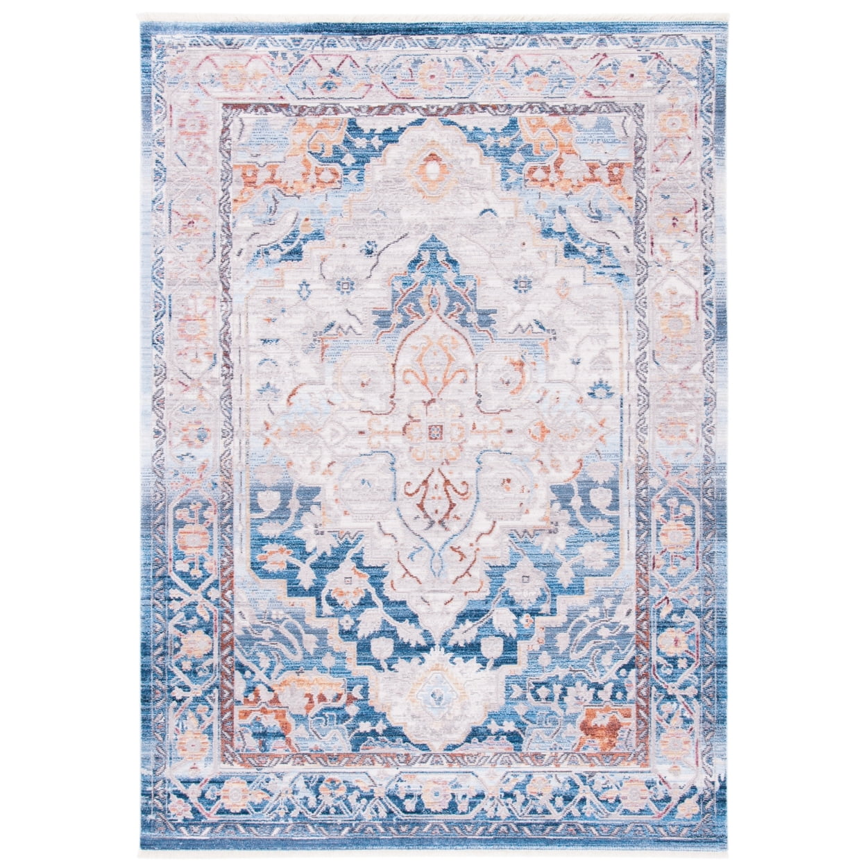 Valencia Blue and Gold 4' x 6' Synthetic Area Rug