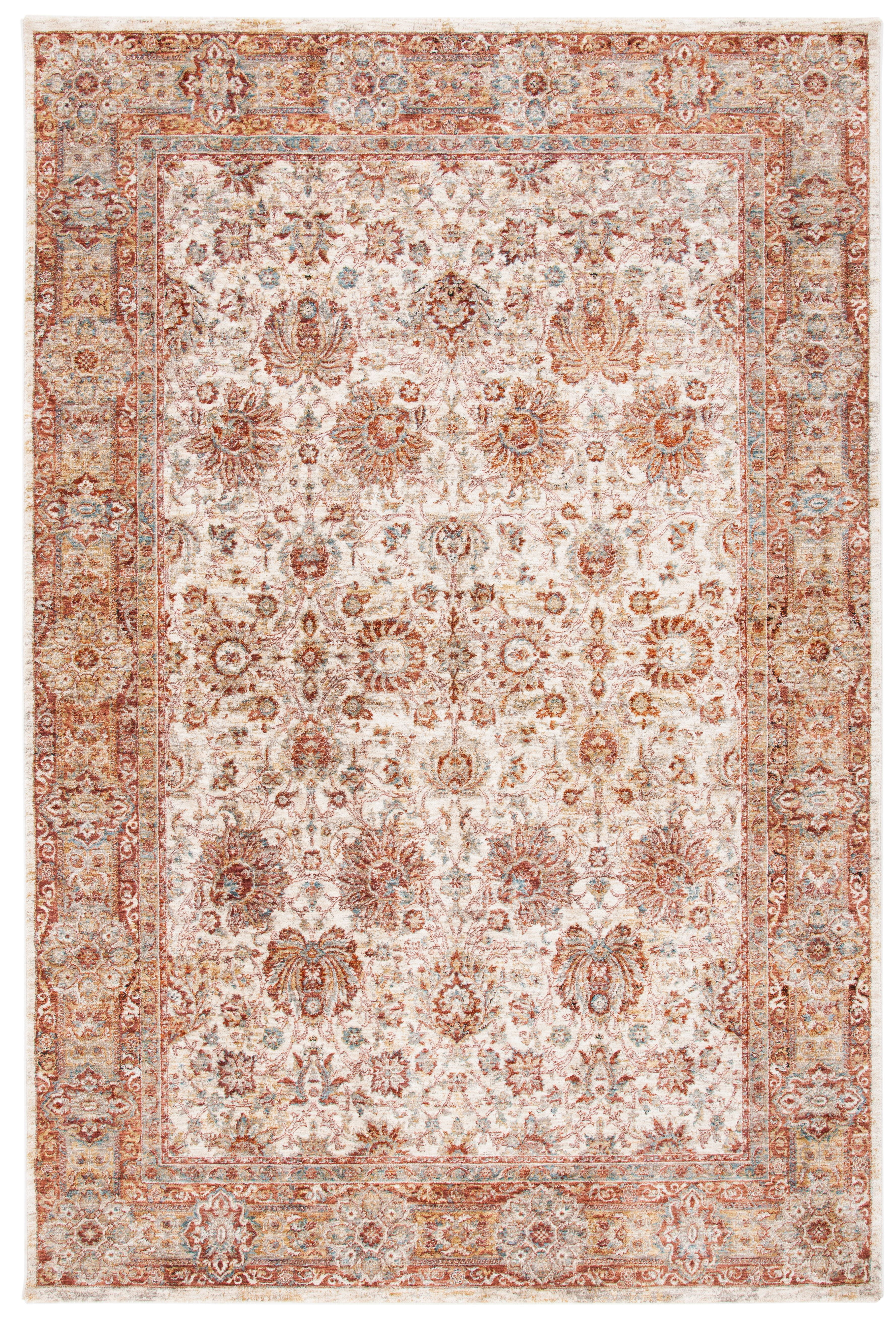 Ivory and Rust Hand-Knotted Synthetic Area Rug, 4' x 6'