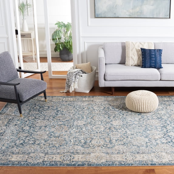 Safavieh Valencia Maria Oriental Polyester Area Rug, Blue/Beige, 9' x 12'