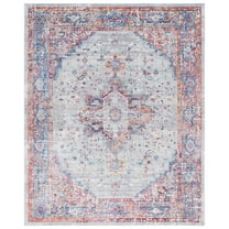 SAFAVIEH Valencia Dayna Oriental Polyester Area Rug, Grey/Multi, 8' x 10'