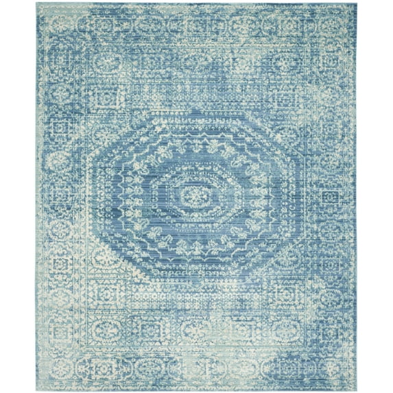SAFAVIEH Valencia Fergal Transitional Polyester Area Rug, Blue/Multi, 8' x 10'