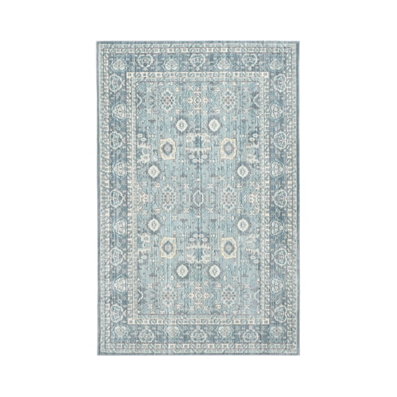 SAFAVIEH Valencia Gemina Floral Bordered Polyester Area Rug, Alpine/Multi, 4' x 6'
