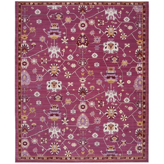 SAFAVIEH Valencia Gemma Abstract Polyester Area Rug, Fuchsia/Multi, 6' x 9'