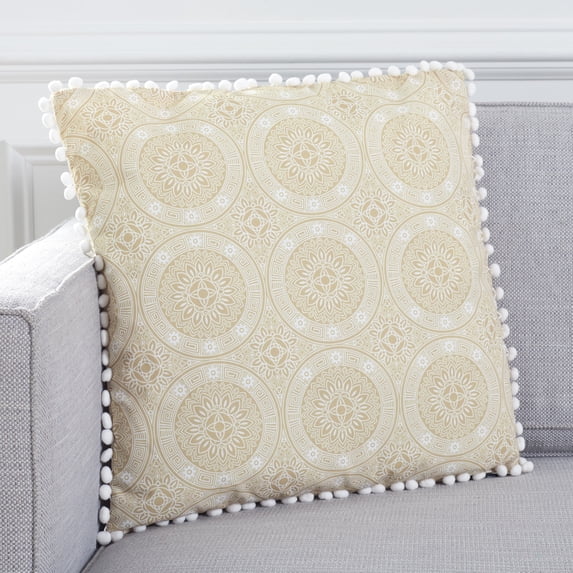 SAFAVIEH Valencia Geometric Pillow, 20" x 20", Taupe/Beige