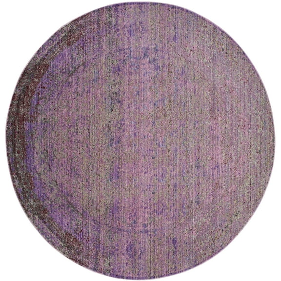 SAFAVIEH Valencia Gracelyn Abstract Polyester Area Rug, Lavender/Multi, 6'7" x 6'7" Round