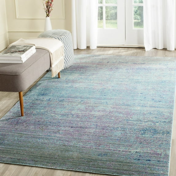 SAFAVIEH Valencia Gracelyn Abstract Polyester Area Rug, Turquoise/Multi, 5' x 8'
