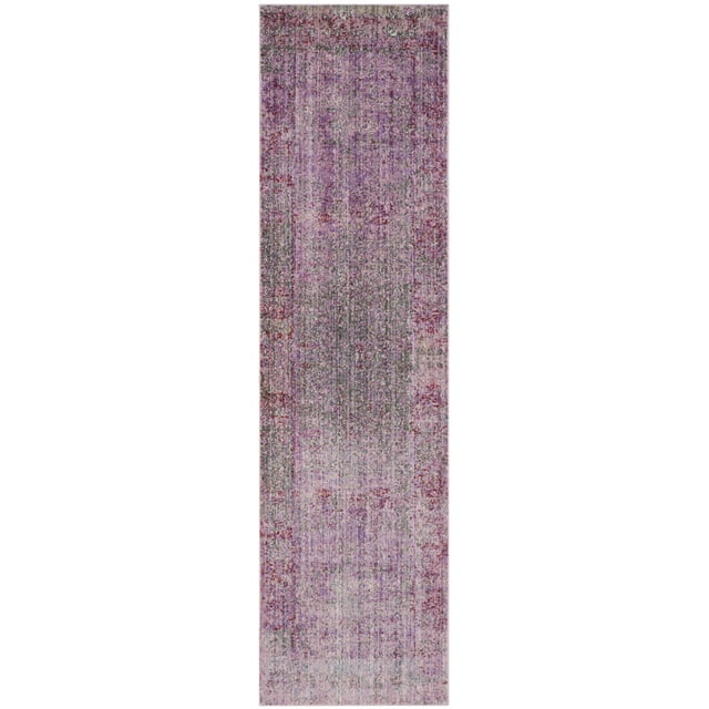SAFAVIEH Valencia Gracelyn Abstract Polyester Runner Rug, Lavender/Multi, 2'3" x 12'