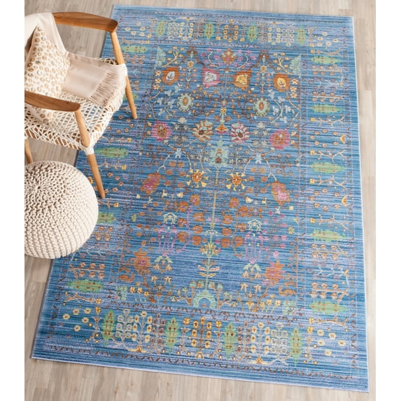 SAFAVIEH Valencia Grigor Traditional Polyester Area Rug, Blue/Multi, 10' x 14'