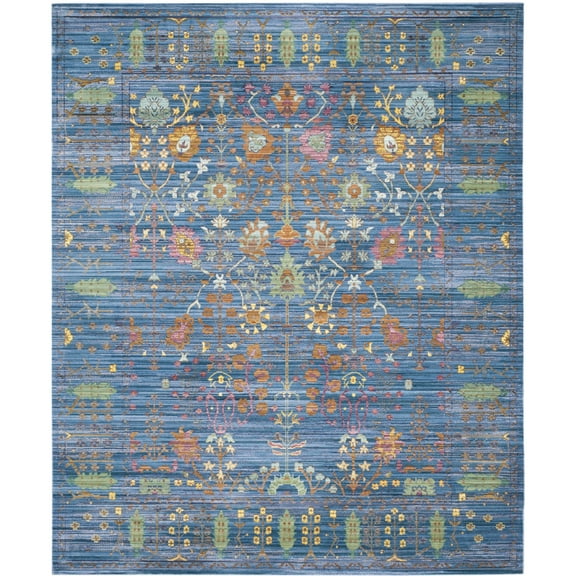 SAFAVIEH Valencia Grigor Traditional Polyester Area Rug, Blue/Multi, 8' x 10'