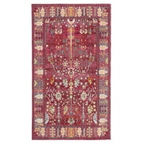 SAFAVIEH Valencia Grigor Traditional Polyester Area Rug, Fuchsia/Multi, 3' x 5'