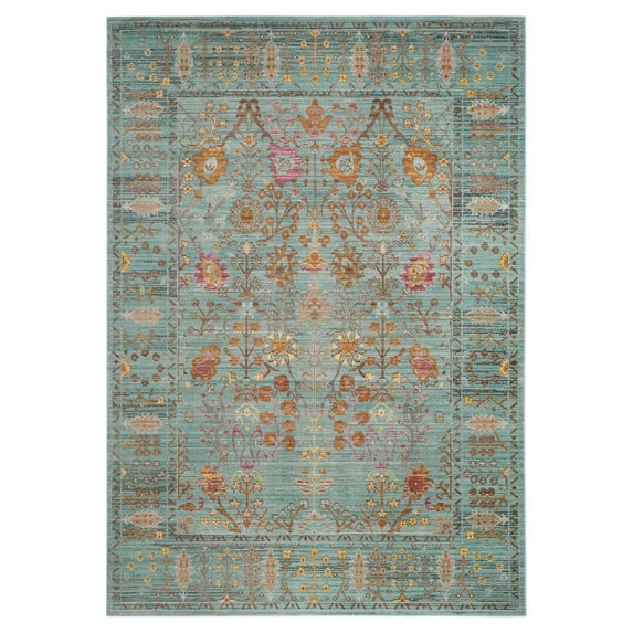 SAFAVIEH Valencia Grigor Traditional Polyester Area Rug, Steel Blue, 3' x 5'