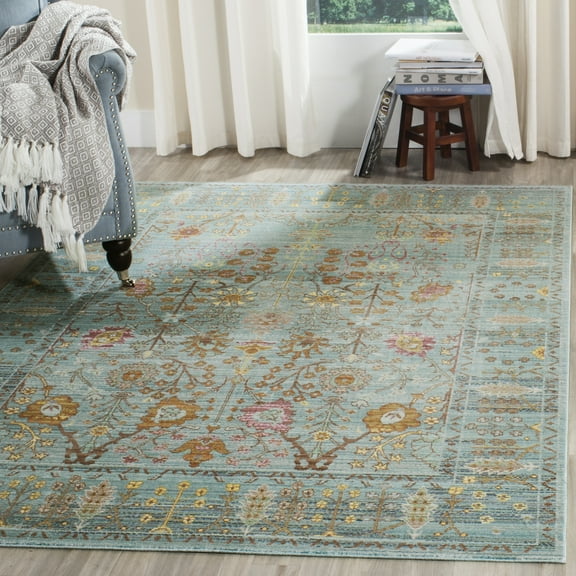 SAFAVIEH Valencia Grigor Traditional Polyester Area Rug, Steel Blue, 4' x 6'