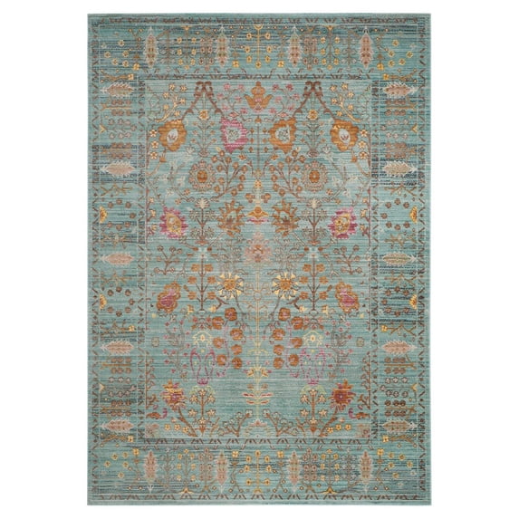 SAFAVIEH Valencia Grigor Traditional Polyester Area Rug, Steel Blue, 6' x 9'
