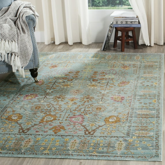 SAFAVIEH Valencia Grigor Traditional Polyester Area Rug, Steel Blue, 8' x 10'