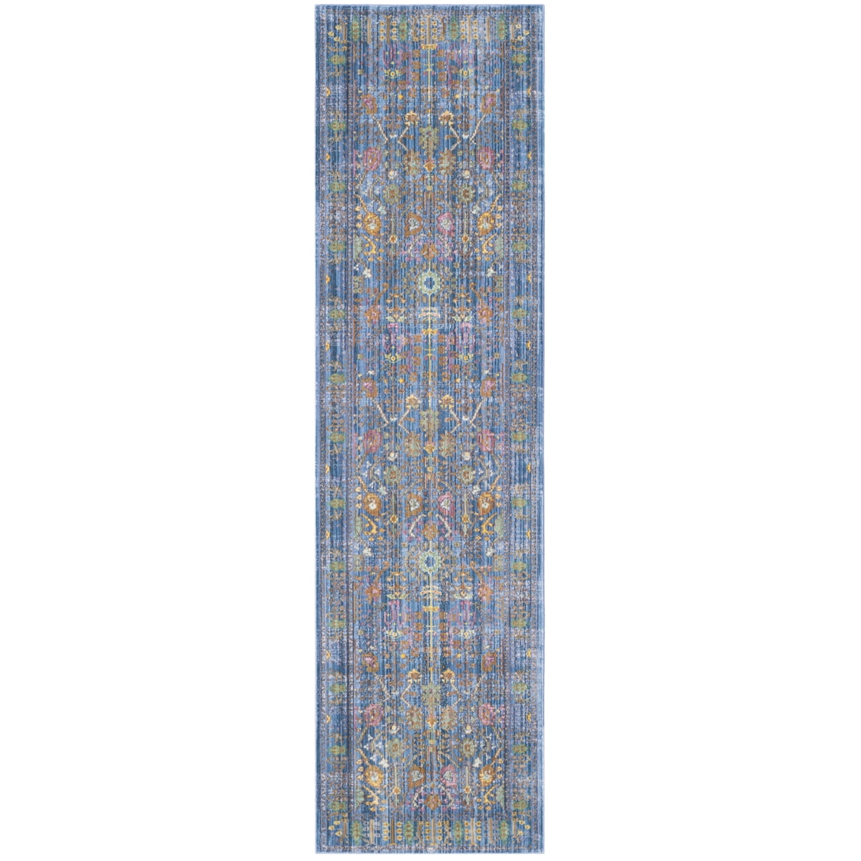 Lustrous Blue Overdyed 27" Hand-Knotted Runner Rug